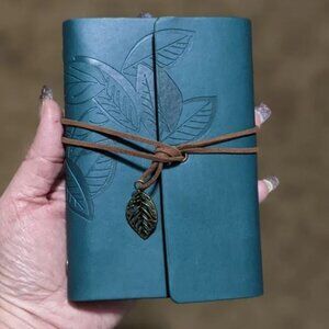 Turquoise Vintage Embossed Leaf Journal Notebook Kraft Paper Book